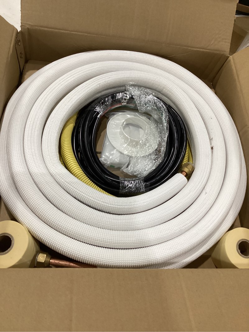 Condition photo showing Good Condition for 16ft mini split line set 1/4*3/8 od hvac copper tube pipe extension,3/8 thickened pe insulation coil air conditioner twin copper line heating equipment hose with flared nuts (16ft (1/4+3/8) with wire)