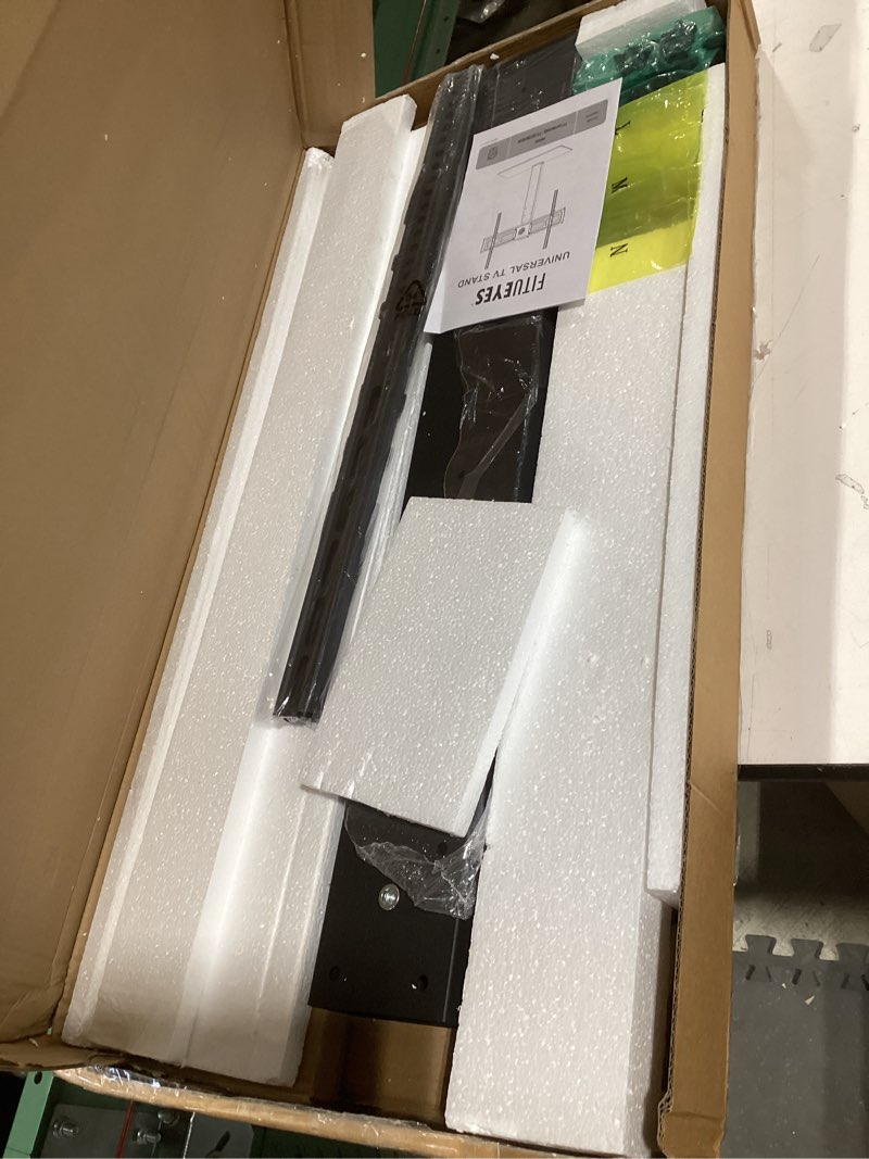 Condition photo showing Good Condition for FITUEYES Universal TV Stand with Swivel Mount for 50-85 inch Flat Screens - Height Adjustable Tempered Glass Base Holds up to 143 lbs Black Basic