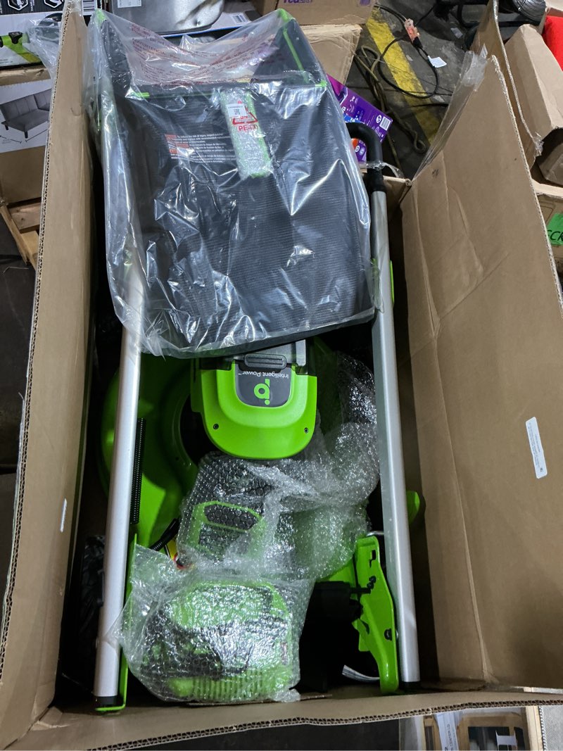 Condition photo showing Good Condition for greenworks 60v 21" push lawn mower + (1) 5.0 ah battery & charger 2546502
