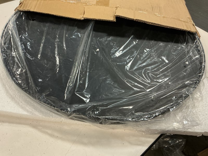 Condition photo showing Good Condition for 24" Oak Wooden Lazy Susan Turntable for Dining Table, Extra Large Round Lazy Susans Organizer for Kitchen Countertop Charcuterie Boards Cheese Board Organization and Storage Black Home Decor Black 24