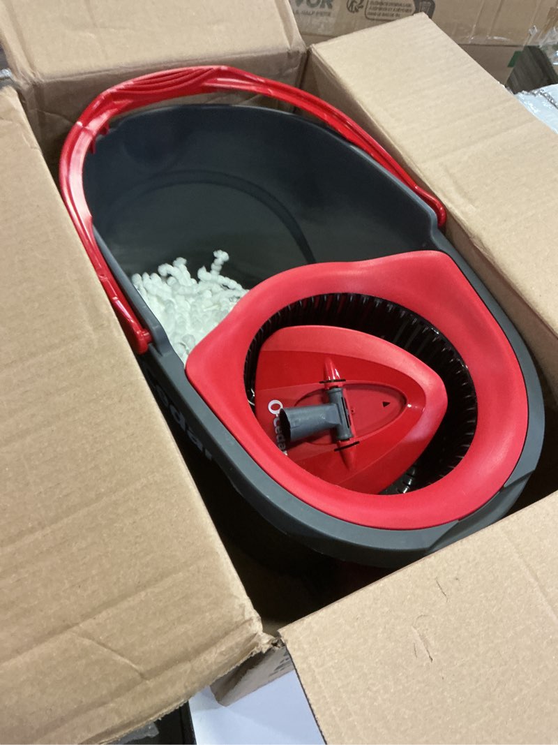 Condition photo showing As Is for O-Cedar EasyWring Microfiber Spin Mop, Bucket Floor Cleaning System, Red, Gray, Standard