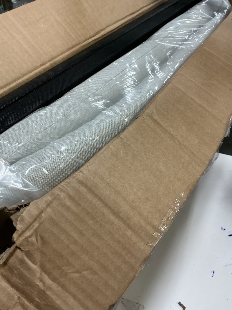 Condition photo showing Good Condition for Lucid Mid-Rise Upholstered Headboard - Diamond Tufted - Padded Polyester - Adjustable Height from 34” to 46” - Easy Assembly - Bed Frame or Wall Mount - Sturdy - Stone - Queen Size Stone Queen Diamond Tufting