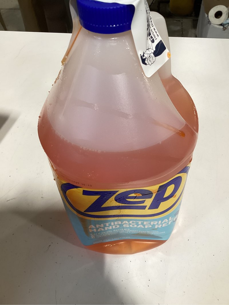Condition photo showing As Is for zep industrial antibacterial hand soap - 1 gallon (case of 4) r46124 - mild formula, removes dirt and soils from hands… 128 fl oz (pack of 4)