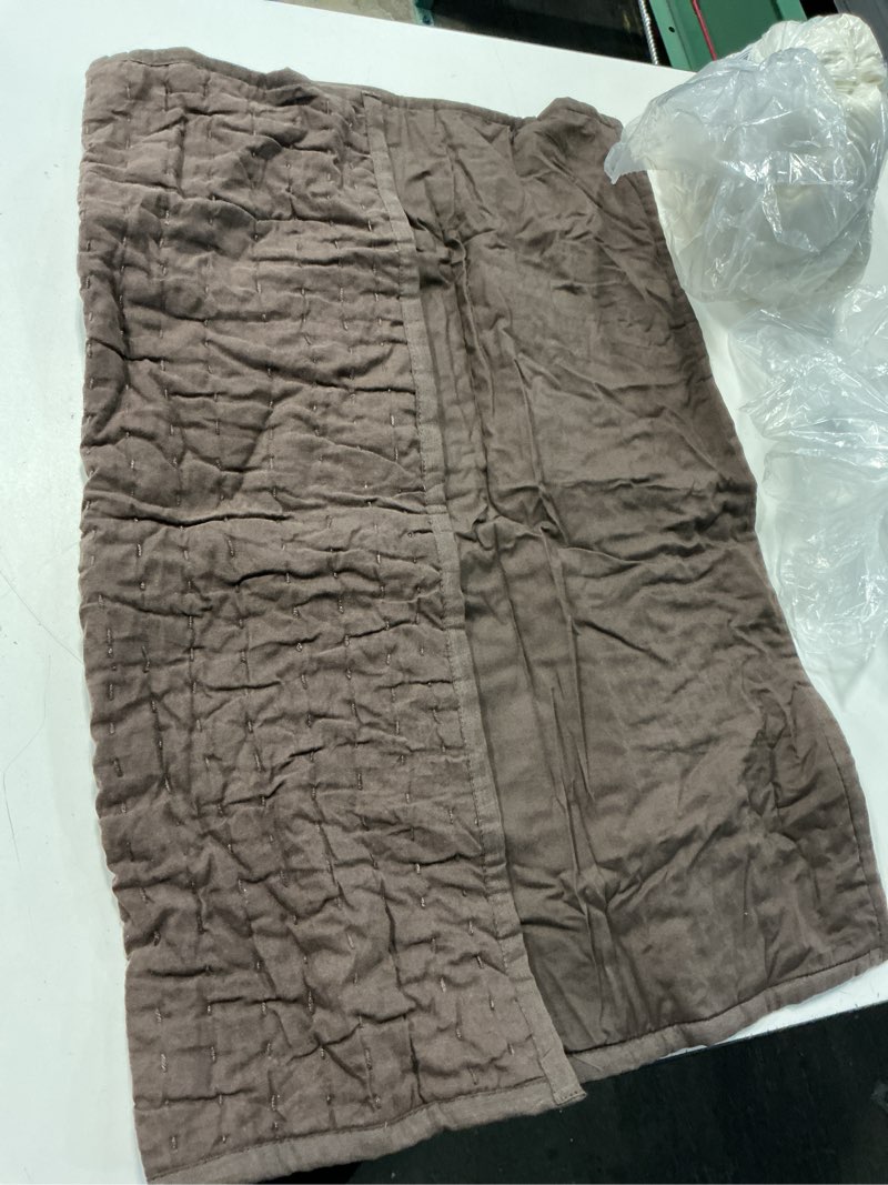 Condition photo showing Good Condition for european linen cotton stitch quilted euro sham, euro, espresso