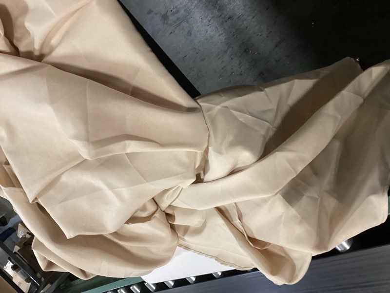 Condition photo showing As Is for BRILLMAX 4 Pack Beige Round Tablecloths 120 Inch - Circle Bulk Linen Polyester Fabric Washable Table Cloth Cover for Wedding Reception Banquet Birthday Party Buffet Restaurant Beige 120 In, 4 Pack