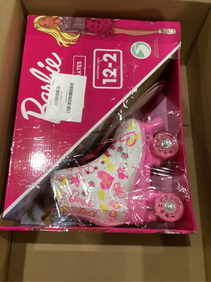 Condition photo showing As Is for Barbie Roller Skates for Girls - Adjustable Sizes 12-2, Glitter Wheels, ABEC 5 Bearings - Durable PVC Material, Foam Shoe Lining - Perfect for Active Fun and Adventures