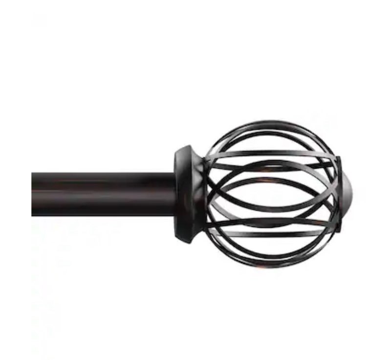 style selections florine 48-in to 84-in oil-rubbed bronze steel single curtain rod with finials