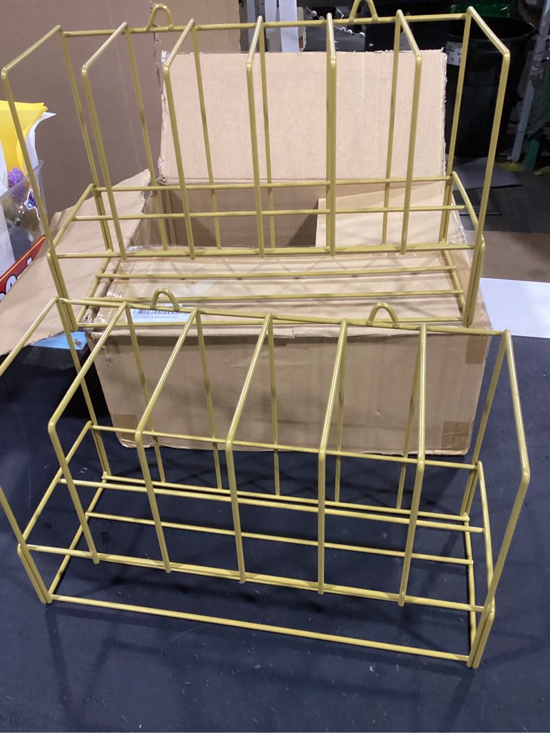 Condition photo showing Good Condition for meudid hair color organizer for salon - 2 pcs metal hair dye tube racks storage wall mounted cabinet available gold