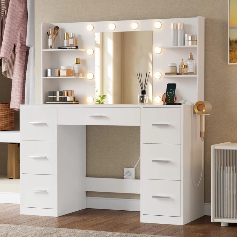 Ragin Makeup Vanity With Usb Power Outlet And 3 Modes Adjustable Brightness Light