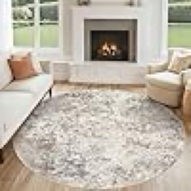 (Similar)UERMEI 6ft Round Area Rug Living Room Rugs - 6x6 Washable Neutral Modern Abstract Soft Thin Rug Indoor Floor No Slip Rug Carpet for Bedroom Under Dining Table Home Office Decor - Brown Grey