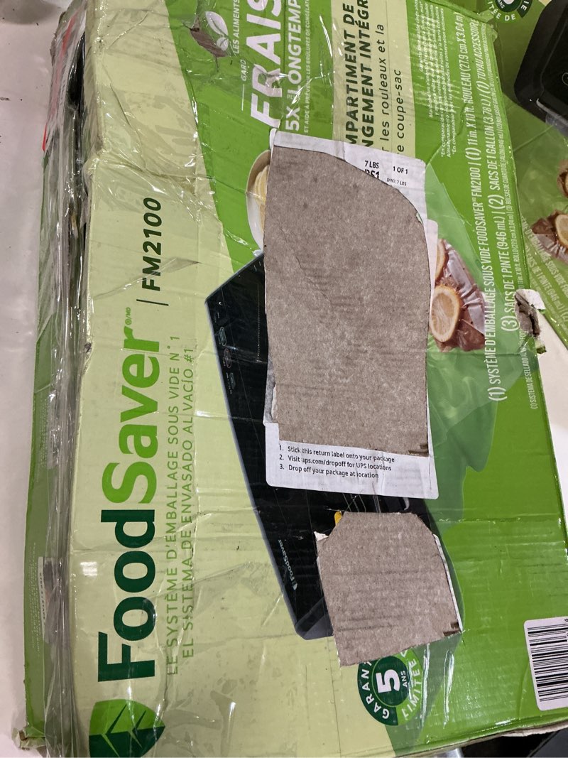 Condition photo showing As Is for FoodSaver Vacuum Sealer Machine, Automatic Bag Detection, Sous Vide Friendly, with sealer bags, roll, handheld vacuum sealer, black