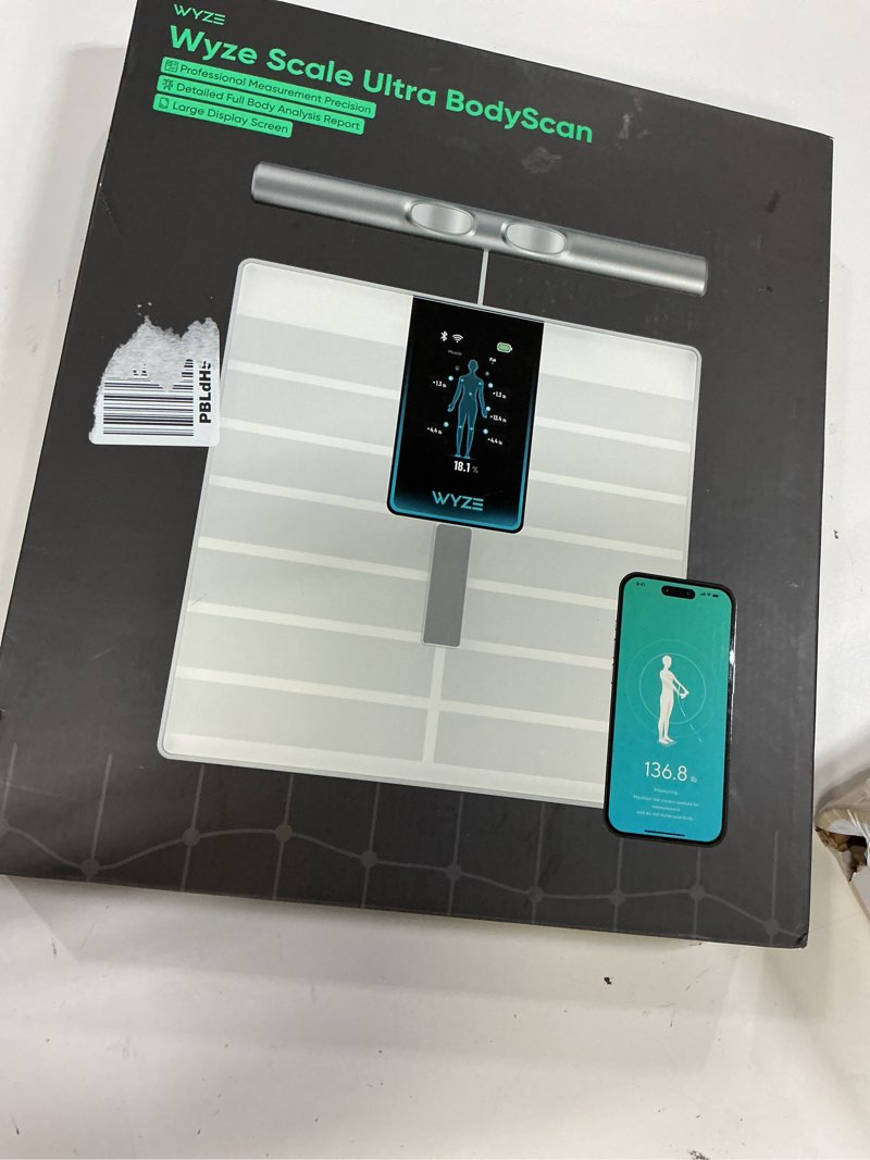 Condition photo showing New/Like New for wyze scale ultra bodyscan smart scale with handle – wi-fi & bluetooth body composition scale for weight, bmi, body fat, muscle mass, and segmental measurement, white wyze scale ultra bodyscan white