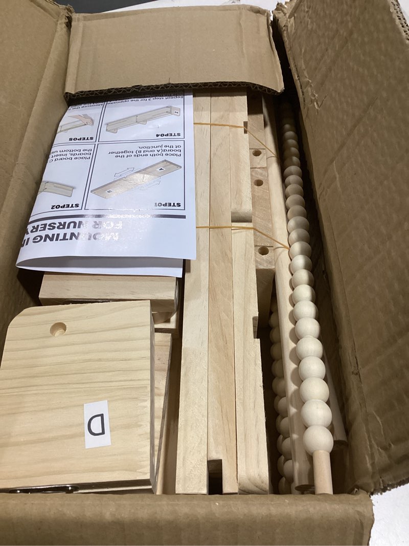 Condition photo showing Good Condition for floating book shelves for nursery – nursery shelves for wall with hanging rod – set of 3 wooden wall-mounted shelves, rounded edges, bookshelf for kids room decor, 31.5" x 3.9" x 3.7