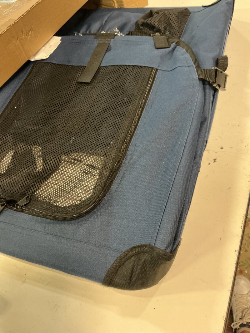 Condition photo showing Good Condition for prutapet large cat carrier 24"x16.5"x16.5" portable dog crate for small medium dogs collapsible traveling pet crate with collapsible bowl blue 24.0"l x 16.5"w x 16.5"h