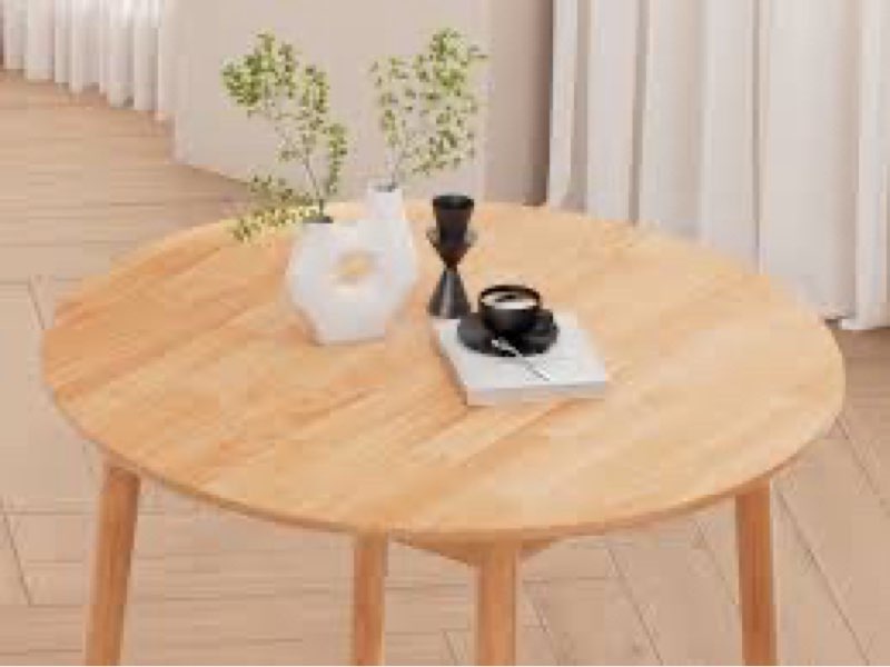 DELAVIN 31.5\\\" Solid Wood Round Dining Table for 4, Mid Century Small Kitchen Table for 2-4, Modern Office Table for Living Room, Dining Room, Dinette, Easy Assembly, Space Saving, natural 31.5\\\"L x 31.5\\\"W
