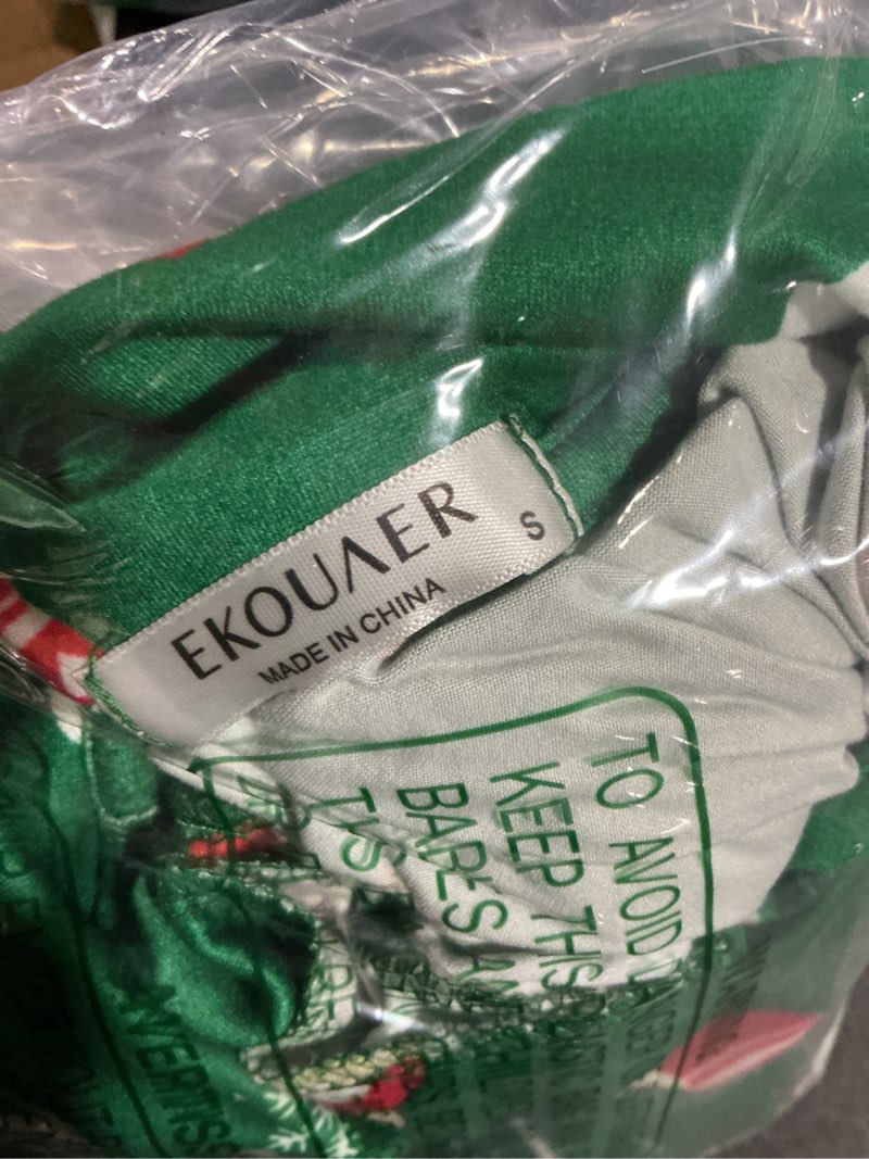 Condition photo showing Good Condition for Ekouaer Christmas Family Matching Pajamas Long Sleeve Button Down Pj Set Festival Party Sleepwear Women Small Green/Santa Claus