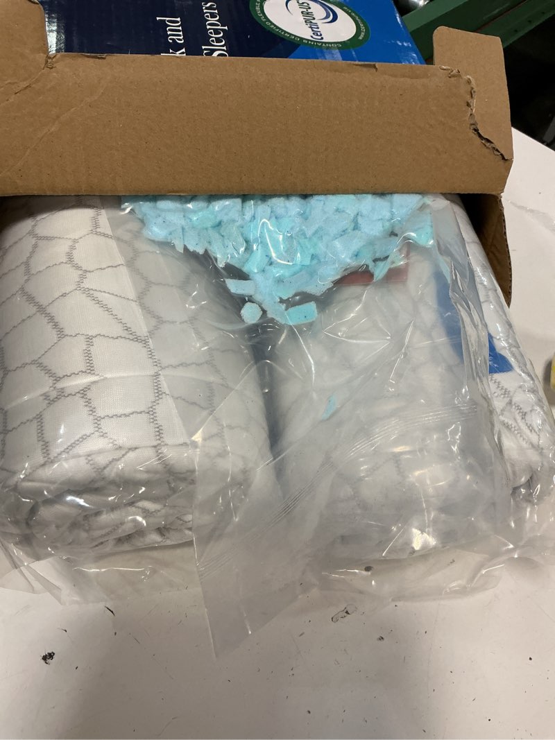 Condition photo showing New/Like New for Cooling Pillows Queen Size Set of 2 Shredded Memory Foam Pillows for Side Back Stomach Sleepers, Two-Sided Cool Adjustable Firm or Soft Bed Pillow Luxury Gel Neck Pillow for Neck Shoulder Pain Relie Queen (2 Count) Original White (Icy)