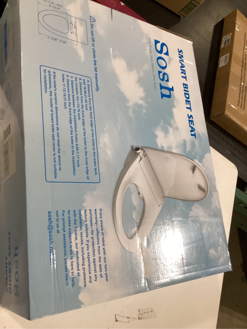 Condition photo showing New/Like New for Sosh Auto Open Lid Bidet Seat, Smart Max Electric Toilet Seat with Instant Warm Water, Dryer, Front and Rear Wash, Remote Control, Self-Cleaning Nozzle, Eco Mode