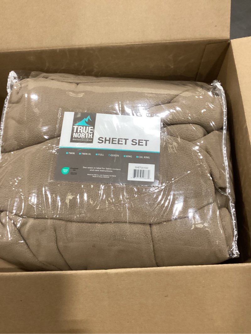 Condition photo showing As Is for True North by Sleep Philosophy Micro Fleece Bed Sheet Set, Warm, Sheets with 14" Deep Pocket, for Cold Season Cozy Sheet-Set, Matching Pillow Case, Queen, Brown, 4 Piece Queen Brown