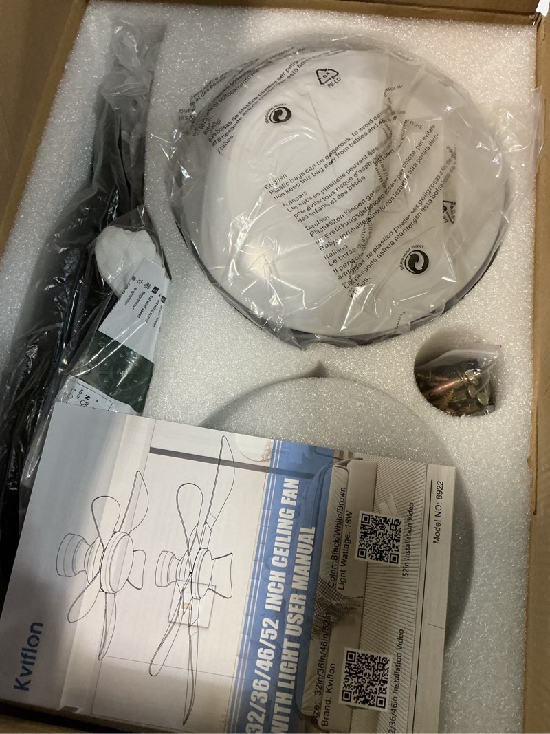 Condition photo showing Good Condition for 32 inch modern ceiling fans with lights, small flush mount ceiling fan with light and remote/app control, 5 reversible 6 speeds curved blades, 3 cct dimmable lights for bedroom, black black - 5 blades 32 in