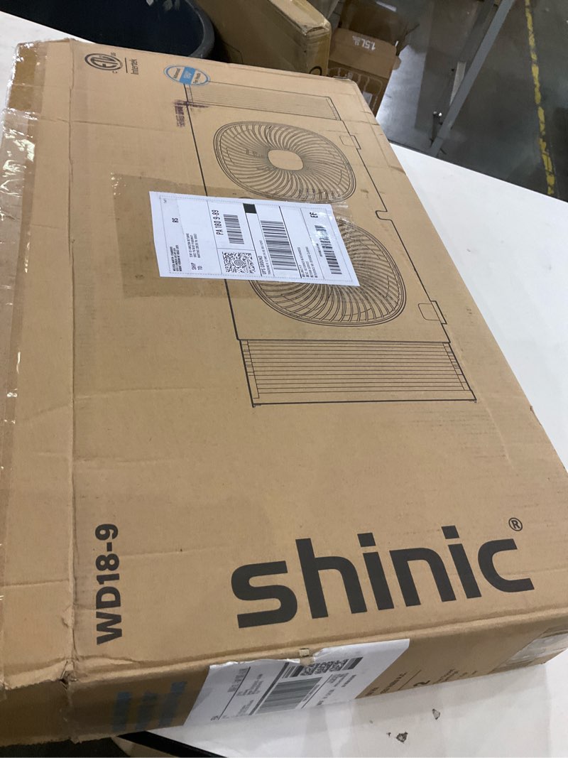Condition photo showing As Is for shinic 9" Twin Window Fan with 180°+90° Rotatable Fans, 2-Speeds, Vertical Window Fan with Rigid & Accordion Expanders, Width Adjustable (21.65" to 33.27"), Ideal for Home, Kitchen, Bedroom, Office