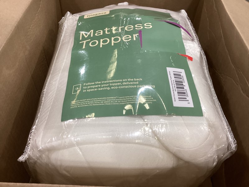 Condition photo showing Good Condition for ultra soft queen size mattress topper - viscose made from bamboo pillow top mattress pad for back pain relief - naturally cooling for hot sleepers, white white queen