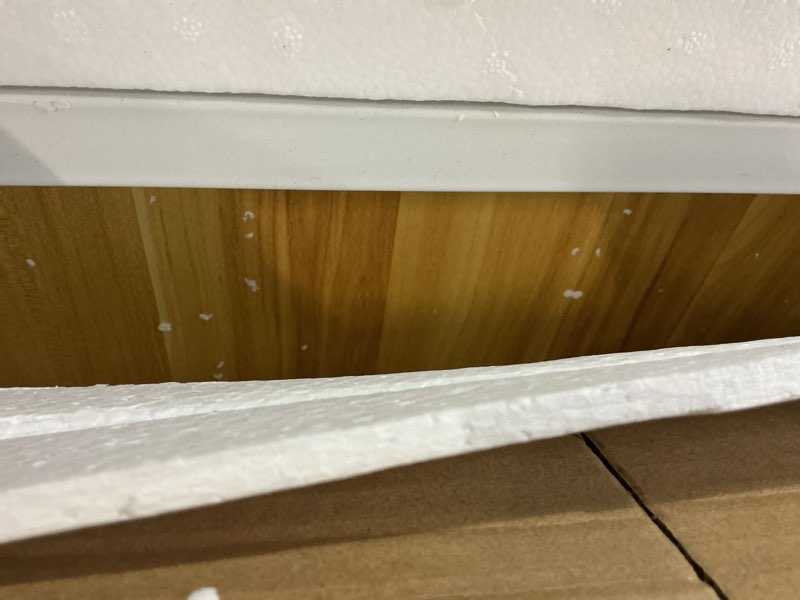 Condition photo showing Good Condition for Tribesigns Computer Desk, 47 inch Modern Simple Office Desk Computer Table Study Writing Desk for Home Office, Light Walnut 47*23.6 inch Walnut+white