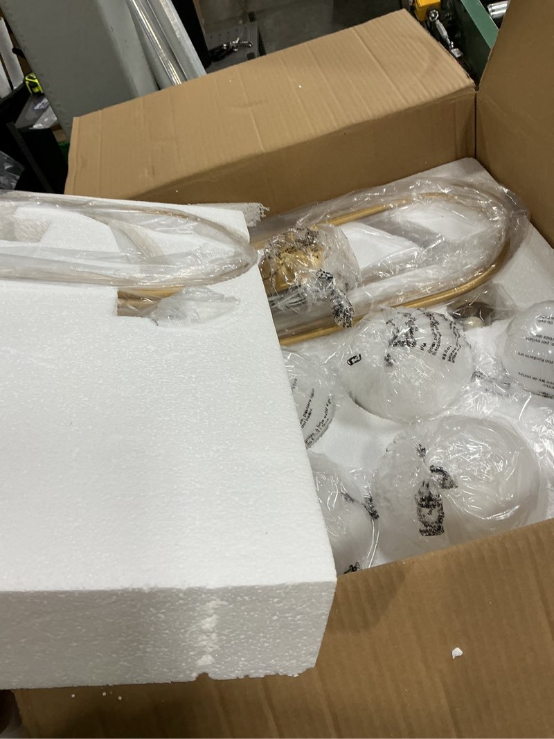 Condition photo showing New/Like New for Modern Gold Sputnik Chandelier 8-Light Mid Century Chandeliers with Milk Glass Globe Shades Luxury Large Pendant Light Fixture for Foyer Dining Room Living Room Staircase Gold Milk Glass 8-Light