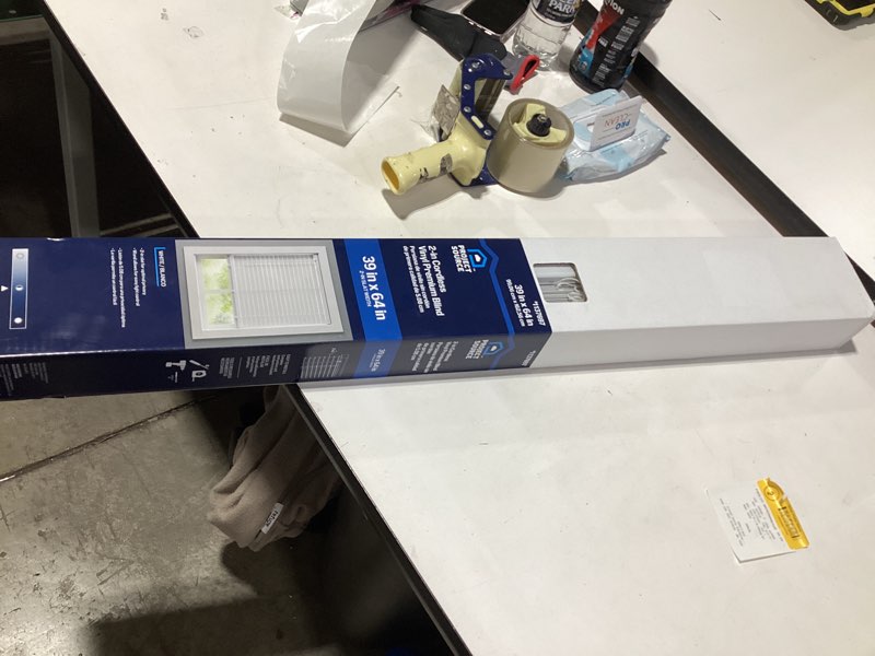 Condition photo showing Good Condition for 100+ bought last week project source premium 2-in slat width 39-in x 64-in cordless white vinyl room darkening horizontal blinds item #1137697 | model #94674