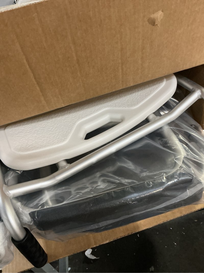 Condition photo showing Good Condition for 4 in 1 Rolling Bedside Commode Chair with Wheels for Elderly, Shower Chair with Handles, Adjustable Height Raised Toilet Seat for Seniors,Disabled and Pregnant Holds Up to 350 lbs (Black)