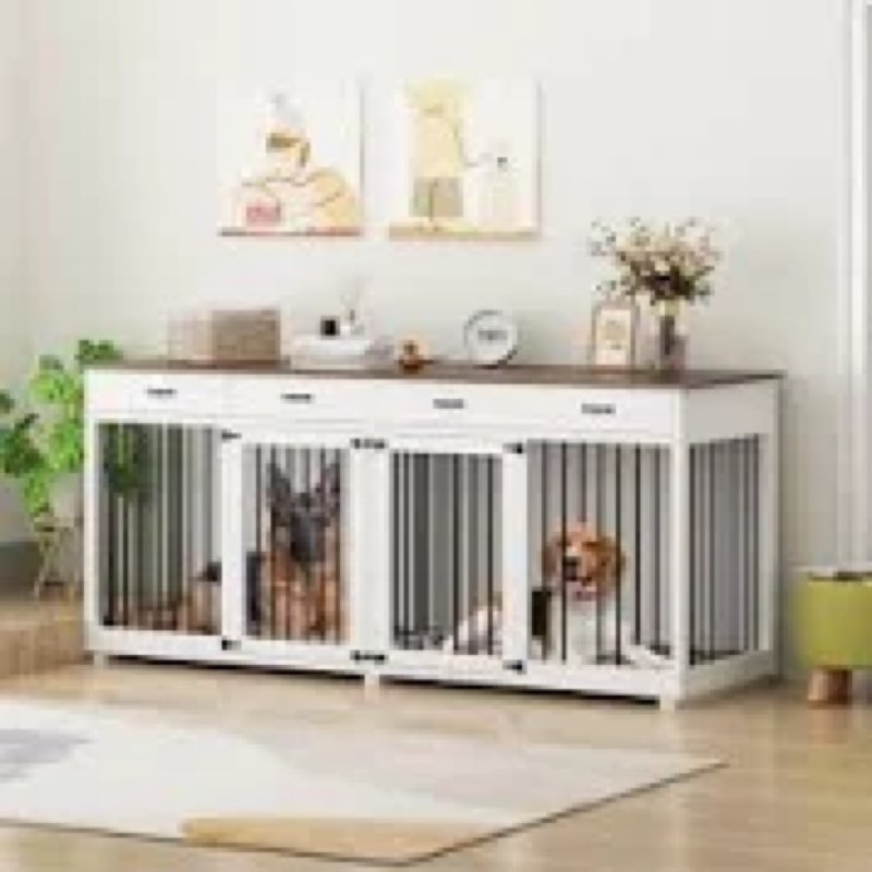 Furniture Style Pet Crate with 4 Drawers and Divider