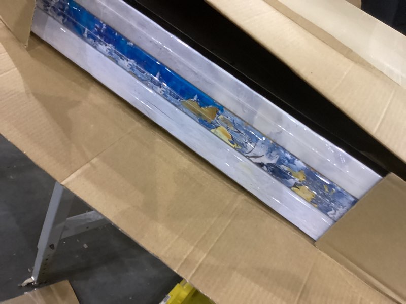 Condition photo showing New/Like New for GIFTTWART Abstract Blue and Gold Wall Art – Extra Large Canvas for Living Room, Bedroom, Kitchen, Dining Room, Office Decor Blue Gold 71"L x 36"W