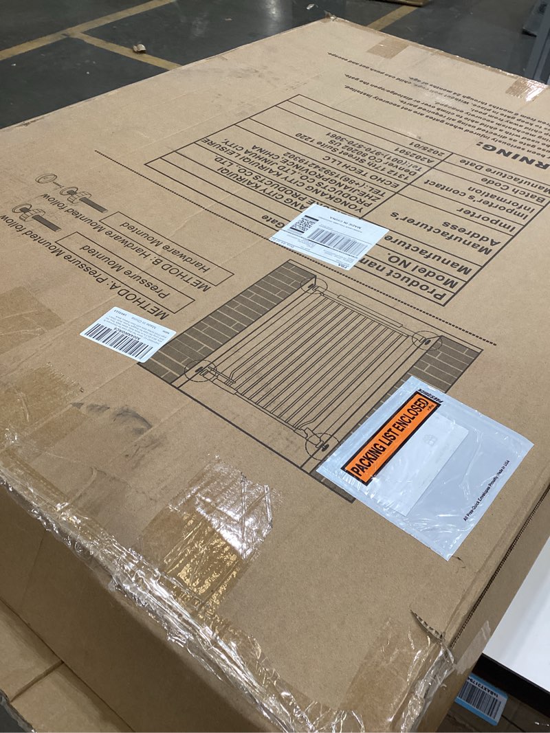 Condition photo showing Good Condition for 41" Extra Tall Dog Gate for Doorways Stairs, 60.3-65.7 in in Wide Baby Gates Walk Thru, No Drill Long Pet Gate for Doggie Puppy, Auto Close Large Child Safety Gate with Door Indoor, Black 60.3"-65.7"