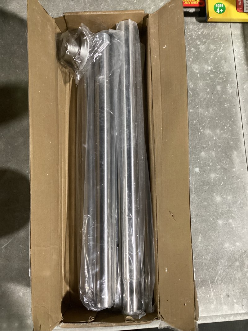 Condition photo showing As Is for shower curtain rod, 1" diameter heavy duty tension shower rod, non slip adjustable 28-102 inch no drill shower curtain rods spring tension for bathroom, shower stall, no rust, brushed nickel 28-102 inches brushed nickel