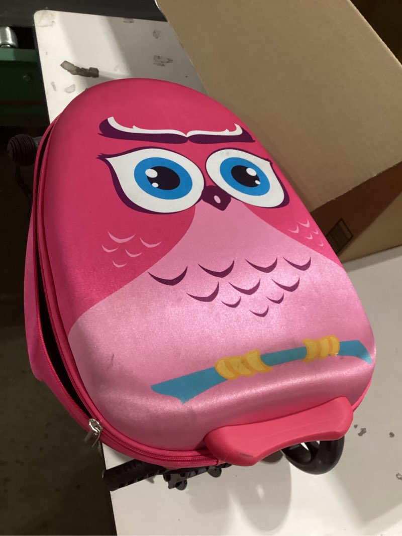 Condition photo showing As Is for broken wheel   vevor ride-on luggage, 20 l capacity, 20 inches kids scooter suitcase with flash pu wheels, adjustable handle & tpr non-slip grip, foldable & lightweight scooter luggage for kids aged 5+, pink