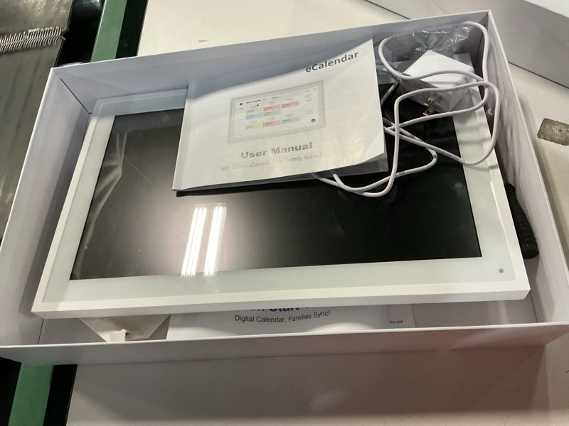 Condition photo showing Working Condition Verified for Digital Calendar, 15.6 Inch Wall Planner Electronic Calendar & Chore Chart, Smart Touchscreen Interactive Display for Family Schedules, Great for Organizing Your Routines, Wall & Desk Mountable White 15.6 Inch