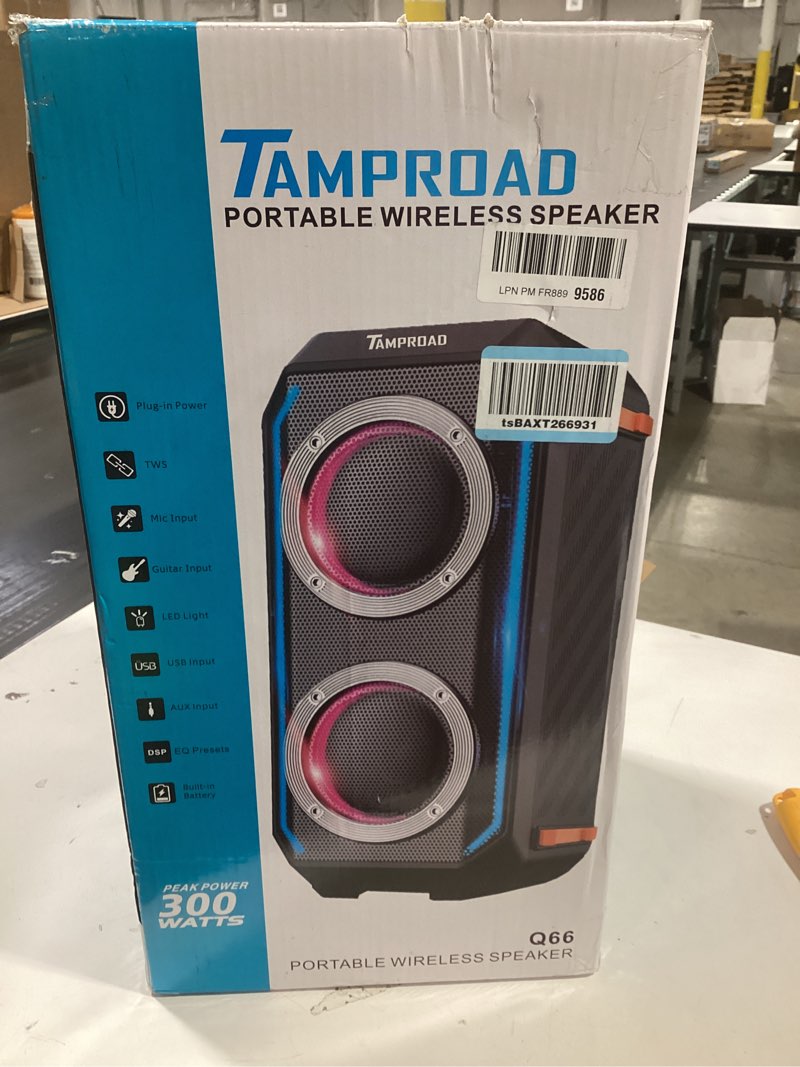 Condition photo showing Good Condition for Bluetooth Speaker, 300W Peak Power Wireless Boombox Speakers with Deep Bass, Portable Loud Stereo Sound Large Subwoofer with Led Light Show for Party Outdoor Camping Black