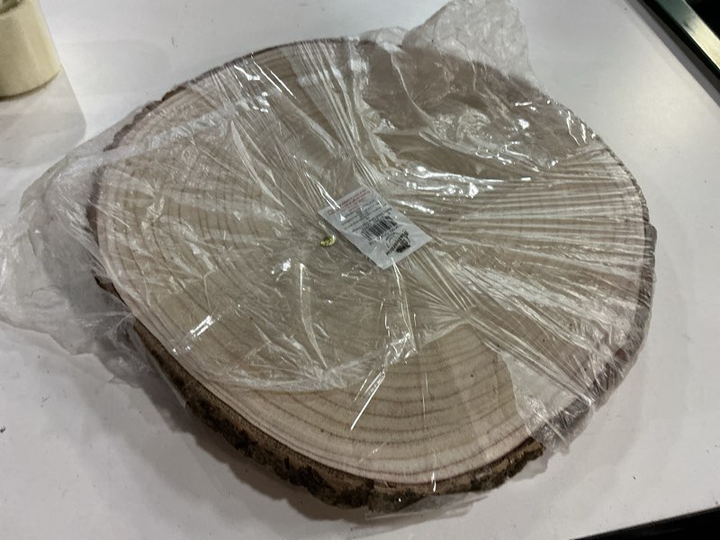 Condition photo showing Good Condition for Barky Natural Wood Slabs Rustic Ornament Slice Tray Table Charger - 16 Inch Dia