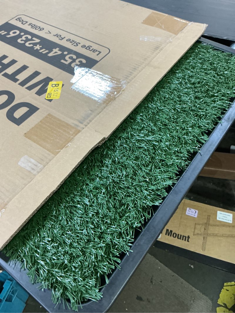 Condition photo showing Good Condition for furway dog grass pad with tray artificial grass puppy pee pad for dogs, reusable 4-layer training potty pad with tray, quick absorbent indoor & outdoor portable dog patio potty ( 35.4"x23.6")