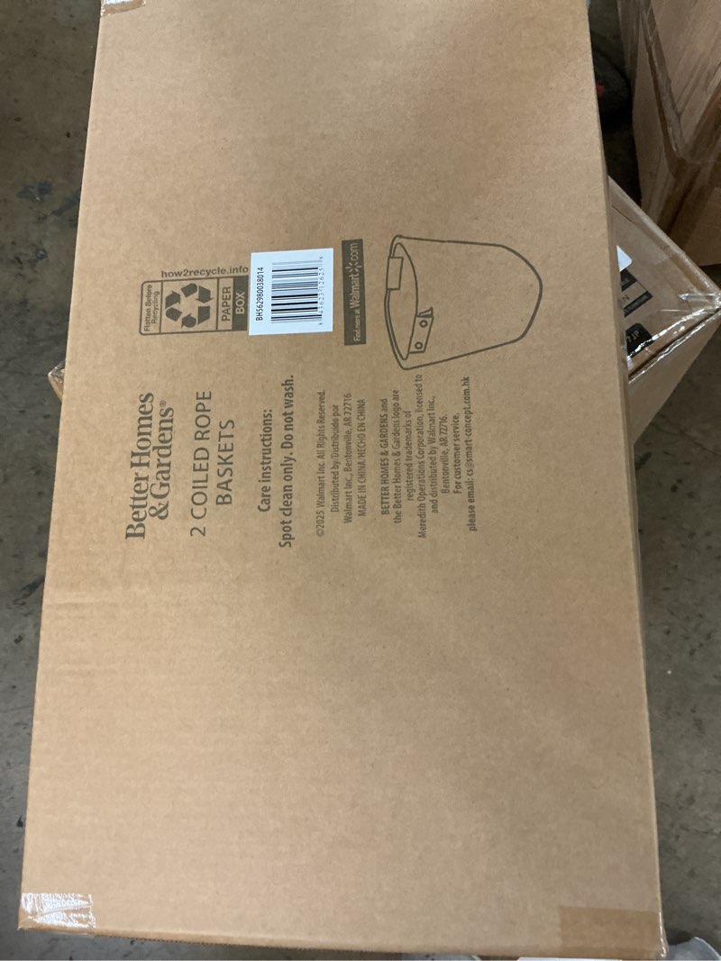 Condition photo showing New/Like New for better home and gardens 2 coiled rope baskets