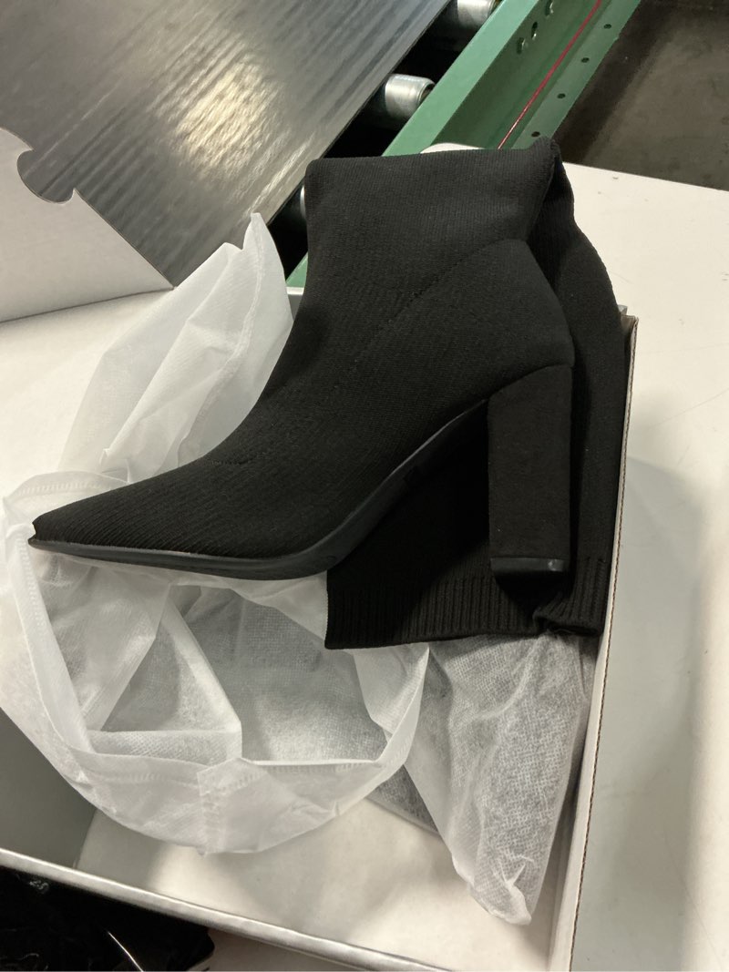 Condition photo showing New/Like New for newbella women's stretch knit over knee boots chunky heel anti-slip winter boots comfortable fashion 8.5 black