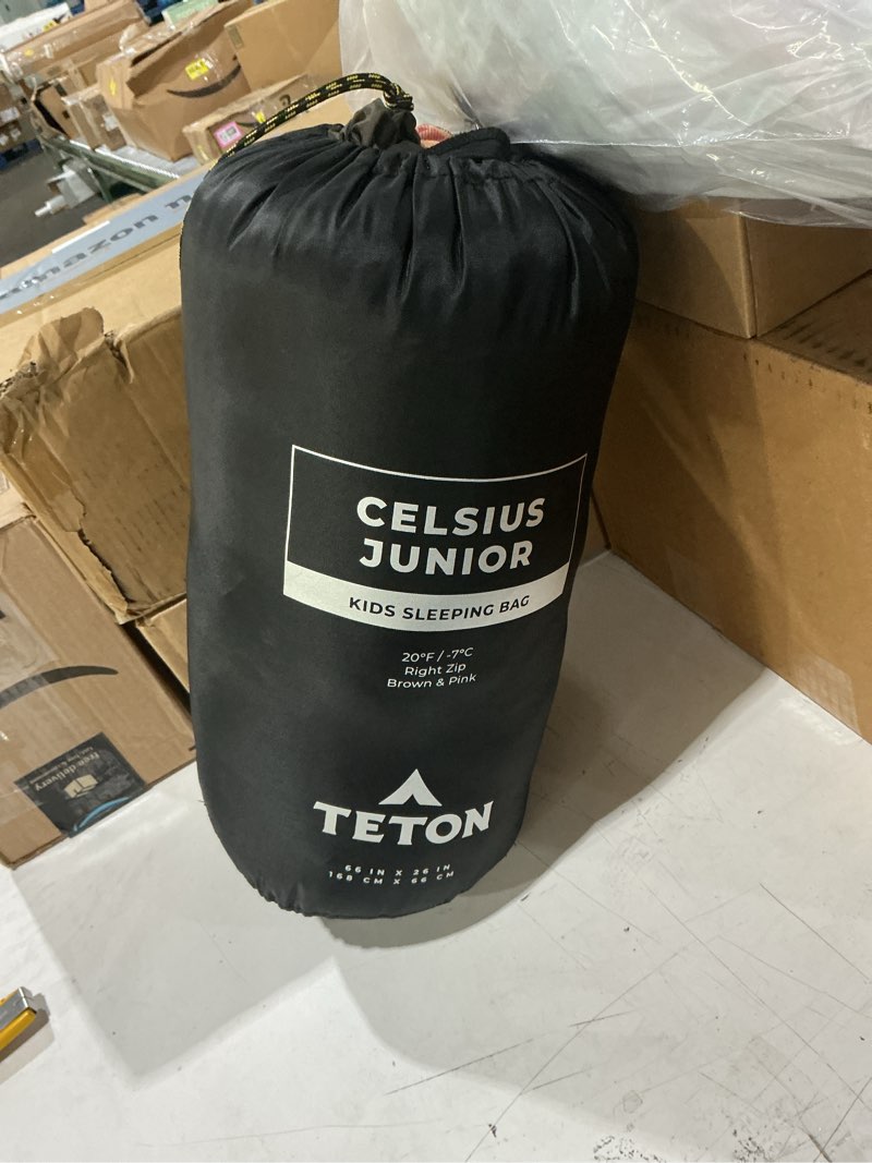 Condition photo showing Good Condition for teton junior, 20 degree sleeping bag. finally, sleeping bag for boys, girls, all kids, warm and comfortable; for all camping weather and built to last
