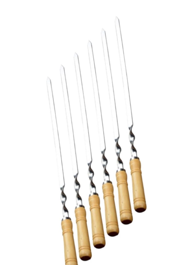 Flat Skewers with Handle Bbq Sticks for Grilling Chicken Kebabs and More Rustproof Design for -term Use 6 pcp