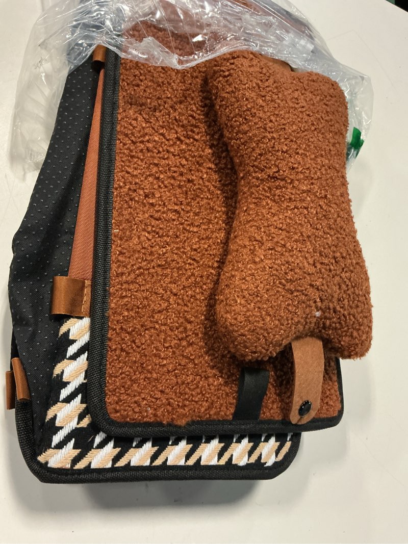 Condition photo showing Good Condition for center console dog car seat, pet car seat, armrest middle console booster travel carrier for small dogs and cats(brown)