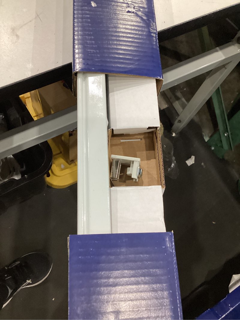 Condition photo showing As Is for levolor trim+go slat width 104-in x white aluminum headrail blinds