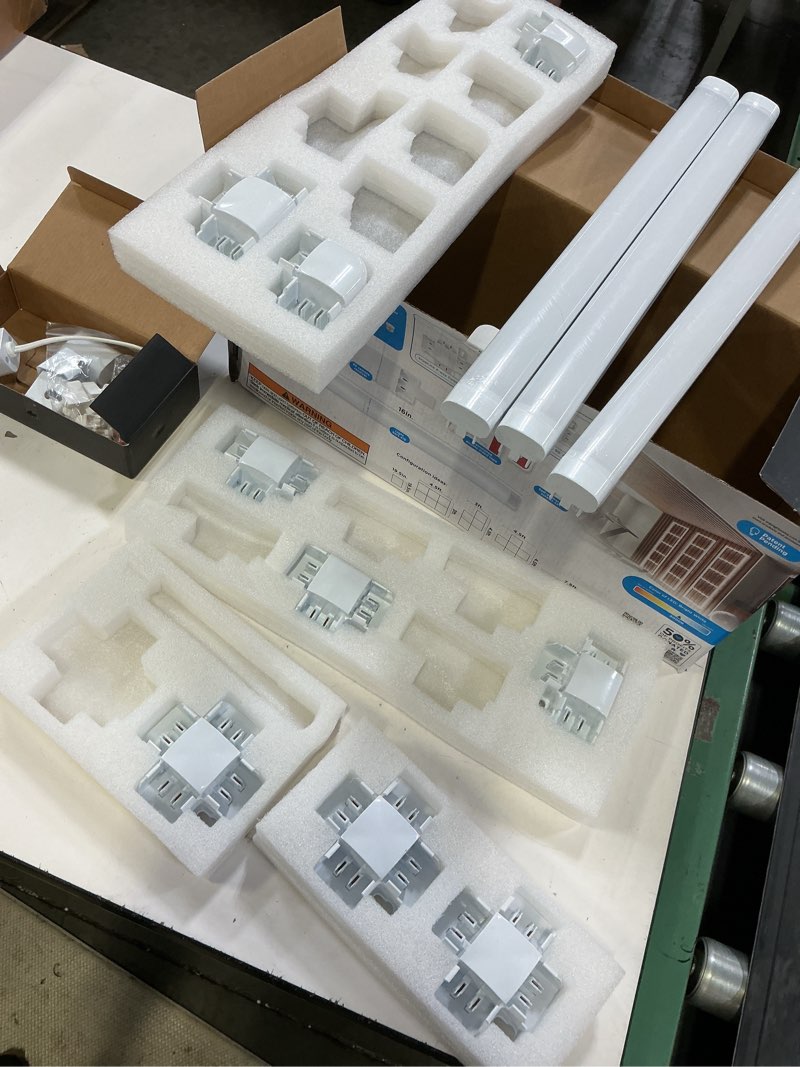 Condition photo showing Good Condition for (incomplete) enbrighten ultrabrite garage lights, 17 light bars, up to 6 squares | mountable remote, three brightness levels up to 100 lumens per bar, 5000k bright white, 3 power options, etl certified 17 bars