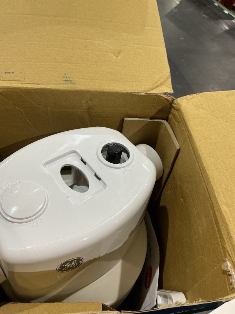 Condition photo showing As Is for ge whole house water filtration system, reduces sediment, rust & more, install kit & accessories included, replace filters (fxhtc, fxhsc) every 3 months, gxwh40l