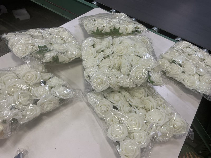 Condition photo showing Good Condition for Floroom Artificial Flowers  Real Looking Ivory Foam Fake Roses with Stems for DIY Wedding Bouquets White Bridal Shower Centerpieces Arrangements Party Tables Decorations Ivory  (7 pack )