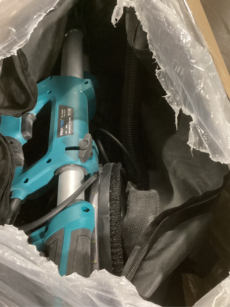 Condition photo showing As Is for Drywall Sander with Vacuum Dust Collector, 1000W Popcorn Ceiling Removal Tool, Electric Drywall Sander with Digital Display Screen 9 Variable Speed 800-2100RPM, Foldable & Extendable Handle Light Blue