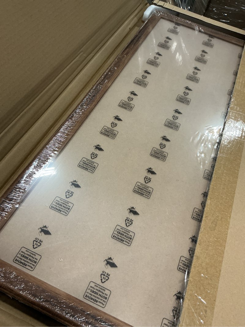 Condition photo showing Good Condition for 20x30 Solid Wood Frame, Rustic Brown Wood 30x20in Picture Poster Frame, Natural Modern 20 x 30inch Gallery Wall Pic Photo Frame with HD Plexiglass, Horizontal Vertical Wall Mounting Display 1pcs Brown 20x30